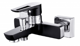 MILLE BLACK Bateria mechaniczna wannowo-natryskowa, jednouchwytowa , ze stałą wylewką