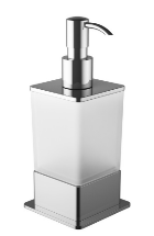 RIKO Dozownik do mydła w płynie , stojący , chrom/szkło