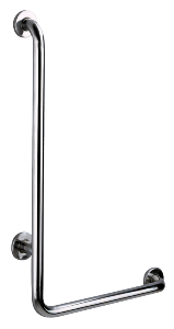 Poręcz natryskowa w kształcie litery „L” Ø32, H. 750 mm , model prawy , Inox błyszczący