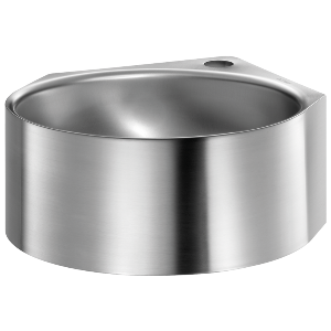 MINIMAL Umywalka ścienna, narożna Fi 32 cm  z otworem , stal nierdzewna