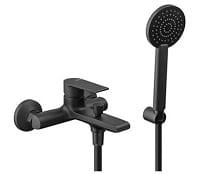 TIMEA BLACK Bateria wannowa z zestawem prysznicowym , czarna