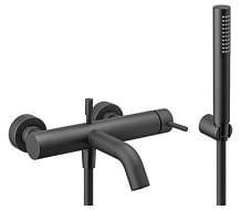 MAIRA BLACK Bateria wannowa z zestawem prysznicowym , czarna