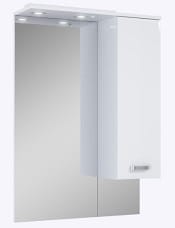 Lustro z panelem świetlnym i szafka, 70 cm, biały połysk