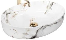 QUEEN CARRARA SHINY Umywalka nablatowa 41,5x55 cm , imitacja kamienia