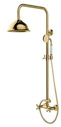 BESCO Retro Zestaw prysznicowy natynkowy , deszczownica , złoty