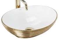 SOFIA BRUSH GOLD Umywalka nablatowa 40,5x33,5 cm , biała/złota