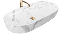 CLEO SHINY MARMO Umywalka nablatowa 81x41 cm , imitacja kamienia