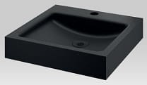 UNITO Umywalka ścienna 40,5x39,5 cm , z otworem , stal nierdzewna , czarny mat