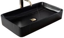 DENIS BLACK STONE MATT Umywalka nablatowa 61x35 cm , imitacja kamienia