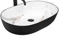 CLEO BLACK AIAX MATT Umywalka nablatowa 61x41 cm , biała/czarny mat