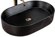 NADIA STONE Umywalka nablatowa , 61x38,5 cm , czarna mat