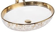 MARGOT Umywalka nablatowa 52x40 cm , złota/biała