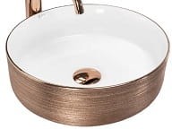 SAMI WHITE BRUSH ROSE GOLD Umywalka nablatowa 36x36cm , biała/ złoto różowe