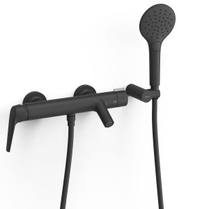 TRES FUJI Bateria jednouchwytowa ścienna wannowa i prysznicowa, czarny mat