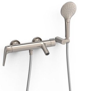 TRES FUJI Bateria jednouchwytowa ścienna wannowa i prysznicowa, kolor stal