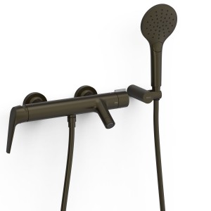 TRES FUJI Bateria jednouchwytowa ścienna wannowa i prysznicowa, czarny brąz