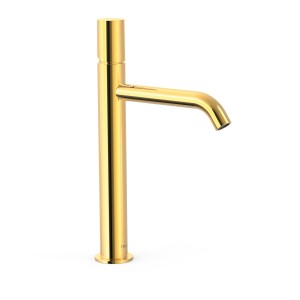 TRES STUDY Wysoka bateria jednouchwytowa umywalkowa- złoto 24 K