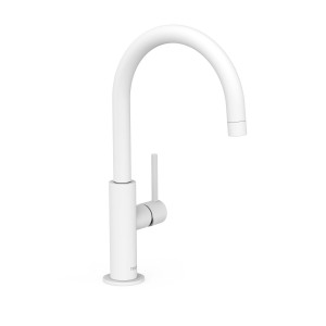 STUDY Wysoka bateria jednouchwytowa umywalkowa z boczną dźwignią- biały mat