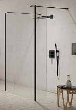 NEW MODUS BLACK Kabina prysznicowa walk in 130/50/50 cm , 2 wsporniki