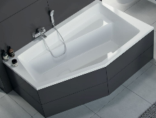 VESPER Wanna akrylowa asymetryczna P 160x100 cm , biała