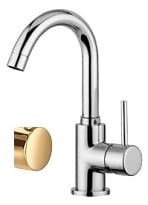 FUTURO Bateria umywalkowa 28 cm , bez korka ,wylewka zagięta , złota