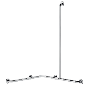 Poręcz natryskowa poziomo-pionowa Ø32 , model prawy , Inox błyszczący