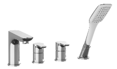 OXALIA Bateria nawannowa 4-otworowa , dwuuchwytowa , chrom/biała