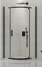 NEW KOMFORT BLACK Kabina prysznicowa 80x80 półokrągła