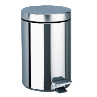 Okrągły kosz na odpady, przycisk nożny, 3 l , błyszczący